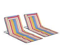 Outsunny Set 2 Sdraio da Spiaggia Pieghevoli con Schienale Regolabile e Poggiatesta, 53x124x35-45 cm, Multicolore