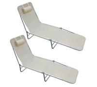 Outsunny Set 2 Sdraio Pieghevoli con Schienale Reclinabile a 4 Livelli Beige