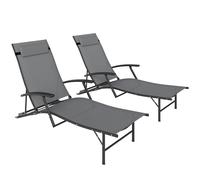 Outsunny Set 2 Sdraio Pieghevoli con Schienale Regolabile e Cuscino Grigio