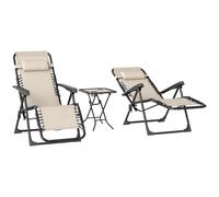 Outsunny Set 2 Sdraio Zero Gravity Pieghevoli e Regolabili con Tavolino Nero