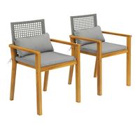 Outsunny Set 2 Sedie da Esterno Impilabili con Schienale in Rattan Grigio