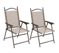 Outsunny Set 2 Sedie Pieghevoli da Giardino con Braccioli e Seduta in Tessuto Traspirante, Marrone Aosom