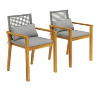Outsunny Set 2 Sedie Legno Acacia con Cuscini e Cuscinetti Decorativi, Naturale. Aosom Italy