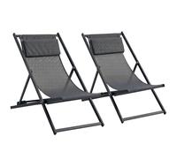 Outsunny Set 2 Sedie Poltrona Pieghevoli 100x60x85 cm Grigio Scuro