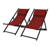 Outsunny Set 2 Sedie Poltrona Sdraio da Esterni, Pieghevoli e Reclinabili, in Alluminio, Rosso, 96.5 x 58 x 91.5cm Aosom