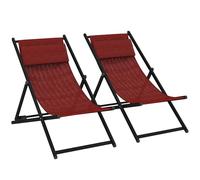 Outsunny Set 2 Sedie Poltrona Sdraio da Esterni, Pieghevoli e Reclinabili, in Alluminio, Rosso, 96.5 x 58 x 91.5cm Aosom