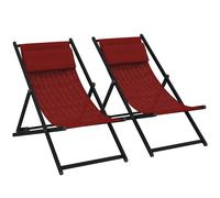 Outsunny Set 2 Sedie Sdraio Pieghevoli in Alluminio 96.5 x 58 x 91.5cm