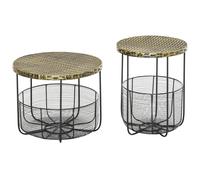 Outsunny Set 2 Tavolini da Giardino in Metallo con Ceste Stile Industriale Nero
