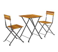 Outsunny Set 3 Pezzi da Pranzo per 2 Persone, Tavolo Pieghevole con 2 Sedie Pieghevoli, per Terrazza e Balcone, Teak Aosom Italy
