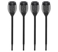 Outsunny Set 4 Luci da Giardino LED a Energia Solare Ø12x72 cm Nero