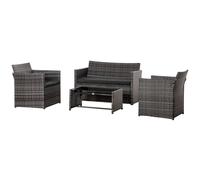 Outsunny Set 4 Pz Mobili Giardino Rattan Grigio Tavolo/2 Sedie/Divano - 860-0640604