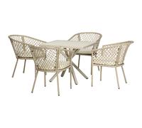 Outsunny Set 4 Poltroncine da Giardino con Cuscini e Tavolo in Acciaio e Rattan