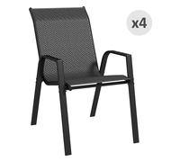 Outsunny Set 4 Sedie da Esterno in Rattan PE Impilabili con Braccioli Grigio