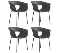 Outsunny Set 4 Sedie da Esterno Moderne con Schienale Traforato, in Metallo e Poliestere, 61x51x74 cm, Grigio Scuro Aosom Italy