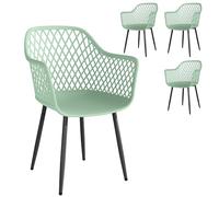 Outsunny Set 4 Sedie da Giardino Anti UV con Braccioli 56x51x84 cm Verde