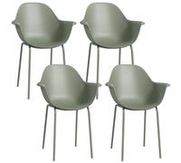 Outsunny Set 4 Sedie da Giardino con Piedini Antiscivolo, Sedie da Esterno in PP e Acciaio, 59x55x84 cm, Verde