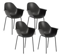 Outsunny Set 4 Sedie da Giardino con Piedini Antiscivolo, Sedie da Esterno in PP e Acciaio, 59x55x84 cm, Nero