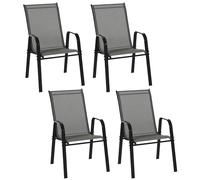 Outsunny Set 4 Sedie da Giardino Impilabili con Braccioli Grigio