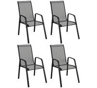 Outsunny Set 4 Sedie da Giardino Impilabili con Braccioli in Metallo Nero