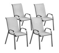 Outsunny Set 4 Sedie da Giardino Impilabili con Braccioli, Sedie per Pranzo da Esterno in Acciaio e Texteline, da Patio, Balcone, Terrazza, Esterno e Interno, 54x71x93 cm, Grigio