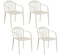 Outsunny Set 4 Sedie da Giardino Impilabili con Schienale e Braccioli, Sedie per Esterno in PP, Resistente ai Raggi UV e Impermeabile, 57x54x78 cm, Bianco