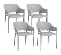 Outsunny Set 4 Sedie da Giardino in Plastica PP Impilabili con Braccioli