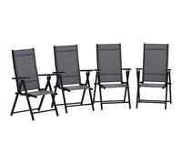 Outsunny Set 4 Sedie da Giardino Pieghevoli con Braccioli 56x69x106 cm Grigio