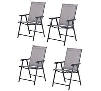 Outsunny Set 4 Sedie Pieghevoli da Esterni in Acciaio e Texteline Per Giardino Veranda Terrazzo, Grigio, 58 x 64 x 94cm