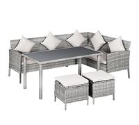 Outsunny Set 5 Pezzi Salotto da Esterno con 2 Divani 1 Tavolino 2 Sgabelli, Mobili da Giardino in Rattan Grigio