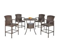 Outsunny Set 5 Pezzi Tavolino con 4 Sedie da Giardino Alte in Rattan