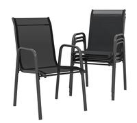 Outsunny Set 6 Sedie Giardino Impilabili con Braccioli, Metallo, Nero