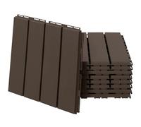 Outsunny Set 9 Mattonelle a Incastro per Terrazzo 30x30x2cm Marrone | Piastrelle per Pavimenti, Piastrelle per Esterno in PP Antiscivolo, Area: 0.81 mq, da Giardino