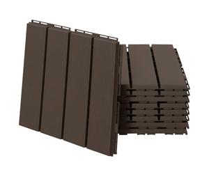 Outsunny Set 9 Mattonelle a Incastro per Terrazzo, Piastrelle per Pavimenti (30x30x2cm) in PP Antiscivolo, Area: 0.81 mq Marrone | Piastrelle a scatto da 0,81 m², per balcone, funzione di drenaggio, per terrazze e balconi