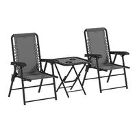 Outsunny Set Bistro 3 pezzi in acciaio resistente alle intemperie, set di mobili da giardino con tavolo bistrot pieghevole, portabicchieri, sedie da giardino, grigio scuro Aosom Italy
