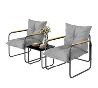 Outsunny Set Bistrò 3 Pezzi Metallo, Cuscini Grigio Scuro