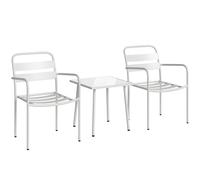 Outsunny Set Bistrò 3 pezzi: tavolino in vetro e 2 sedie, arredo esterno bianco. Aosom Italy