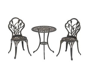 Outsunny Set Bistrò da Esterno 3 Pezzi con 2 Sedie da Giardino e Tavolino Rotondo con Foro per Ombrellone, Set Tavolo e Sedie da Balcone in Alluminio, per Patio, Cortile, Bronzo