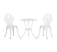 Outsunny Set Bistrò da Esterno 3 Pezzi con Foro per Ombrellone, Bianco
