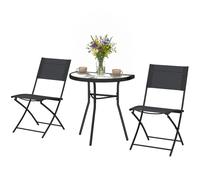 Outsunny Set Bistrò da Giardino 3 Pezzi in Acciaio, Nero