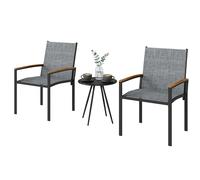 Outsunny Set Bistrò da Giardino 3 Pezzi in Metallo, Grigio Misto