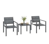 Outsunny Set Bistrò da Giardino 3 Pezzi in Metallo, Grigio Scuro