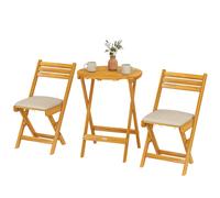Outsunny Set Bistrò Esterno: 2 Sedie Pieghevoli, Tavolo Rotondo 60cm