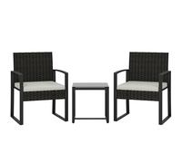 Outsunny Set bistrò in rattan, set da giardino 3 pezzi con 2 sedie da giardino, tavolino, cuscini sfoderabili, bianco crema Aosom Italy