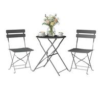 Outsunny Set Bistrot 3 pezzi pieghevole Tavolo rotondo Bistrot Set Grigio