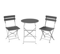 Outsunny Set Bistrot da Giardino 3 Pezzi Tavolo e 2 Sedie Pieghevoli con Doppia Protezione Antiruggine Metallo Grigio Aosom Italy