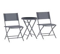 Outsunny Set bistrot pieghevole in metallo 3 pezzi, 2 sedie e 1 tavolo rotondo, mobili da giardino per 2 persone, tavolo da giardino con sedie per giardino, terrazza, balcone, grigio