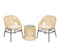Outsunny Set bistrot rattan 3 pezzi con tavolo in vetro e 2 sedie con cuscini Aosom Italy
