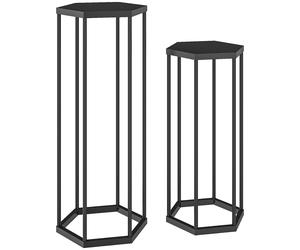 Outsunny Set da 2 supporti per piante per interno ed esterno, portavaso esagonali in metallo per giardino, terrazza, balcone Aosom Italy