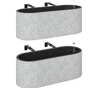 Outsunny Set da 2 Vasi Appendibili con Sistema di Drenaggio Foro e Ganci 42 x 16 x 15 cm Grigio Chiaro Aosom Italy