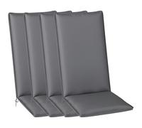 Outsunny Set da 4 cuscini per sedia da esterno UPF50+ 124x50x5cm Grigio | Cuscino per sedia schienale alto, lacci & cinghia regolabile, tessuto tinto resistente sbiadimento, per giardino, patio.